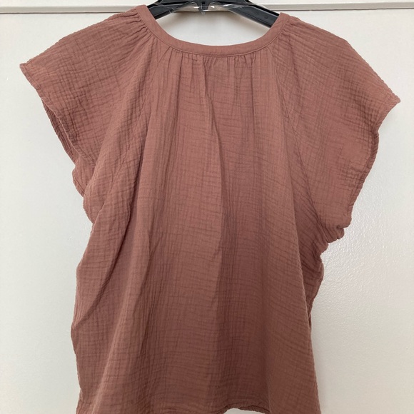 NWOT Brown Universal Thread gauze cotton flutter sleeve top shirt XXL 2XL - Picture 4 of 6